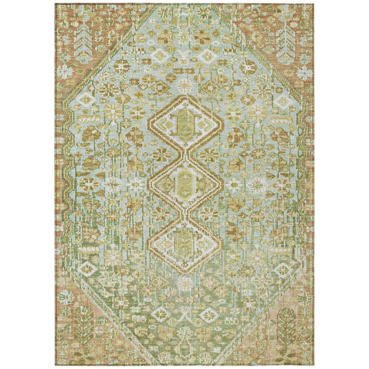 Saelain Green Washable Indoor-Outdoor Rug