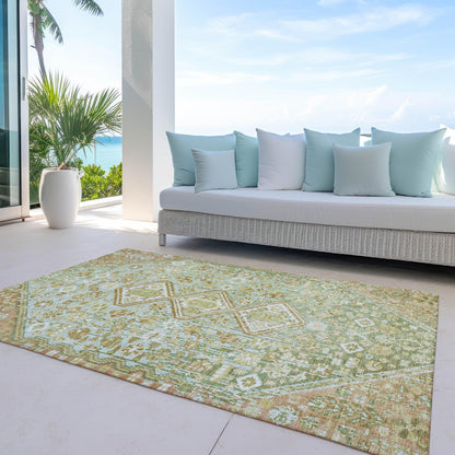 Saelain Green Washable Indoor-Outdoor Rug