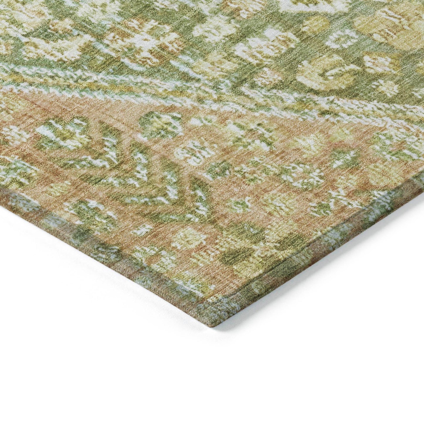 Saelain Green Washable Indoor-Outdoor Rug