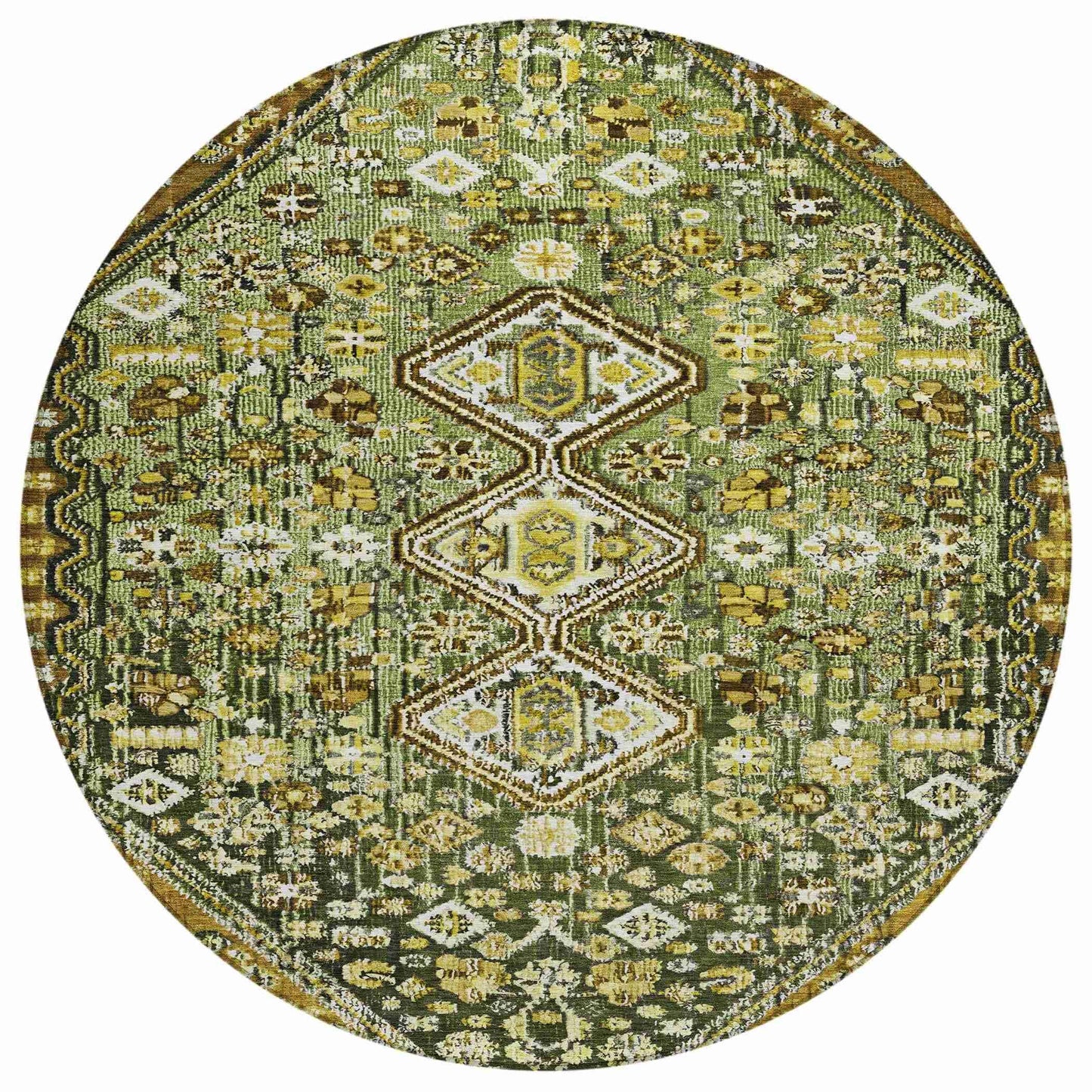 Saelain Olive Washable Indoor-Outdoor Rug