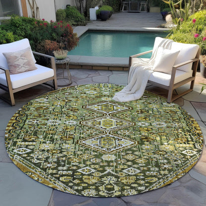 Saelain Olive Washable Indoor-Outdoor Rug