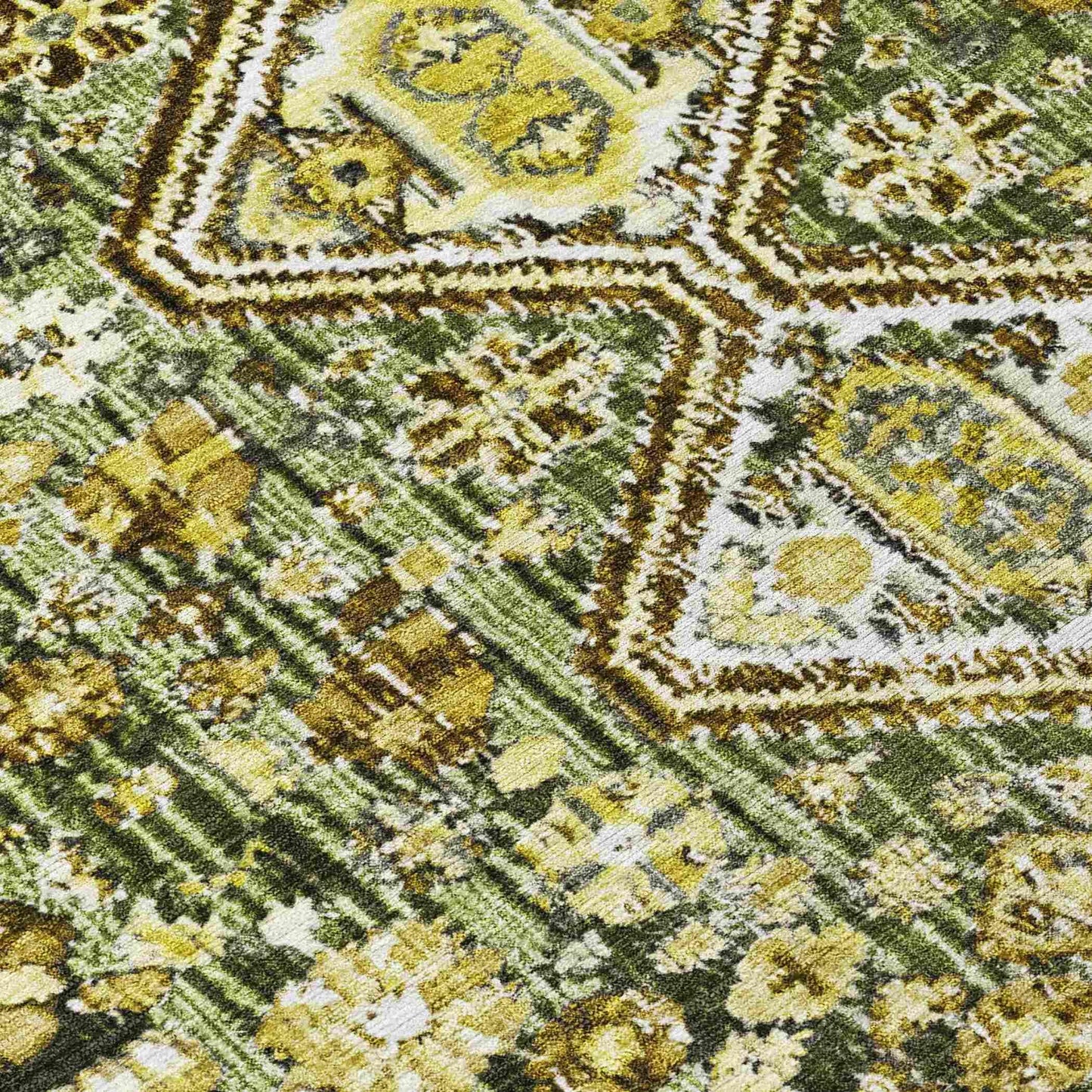 Saelain Olive Washable Indoor-Outdoor Rug