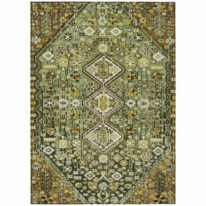 Saelain Olive Washable Indoor-Outdoor Rug