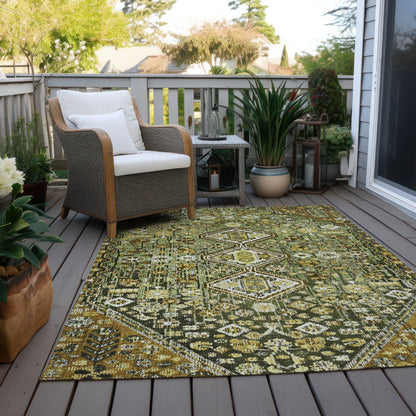 Saelain Olive Washable Indoor-Outdoor Rug