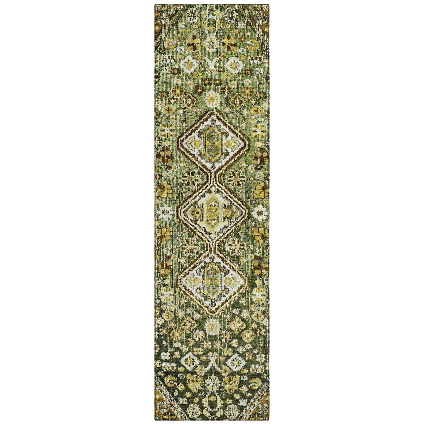 Saelain Olive Washable Indoor-Outdoor Rug