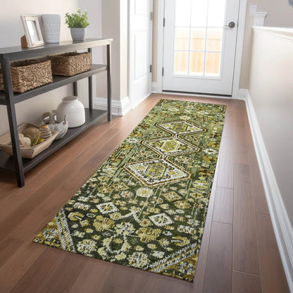 Saelain Olive Washable Indoor-Outdoor Rug