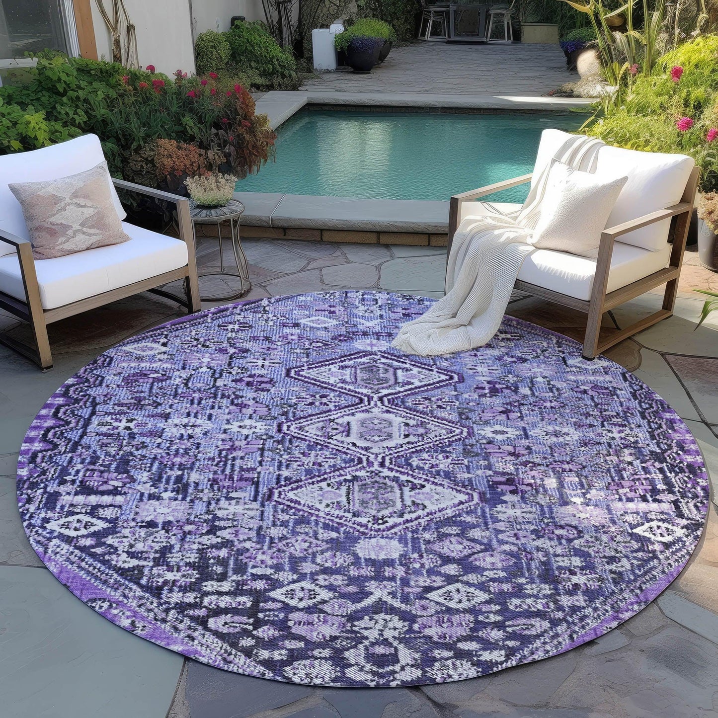 Saelain Purple Washable Indoor-Outdoor Rug
