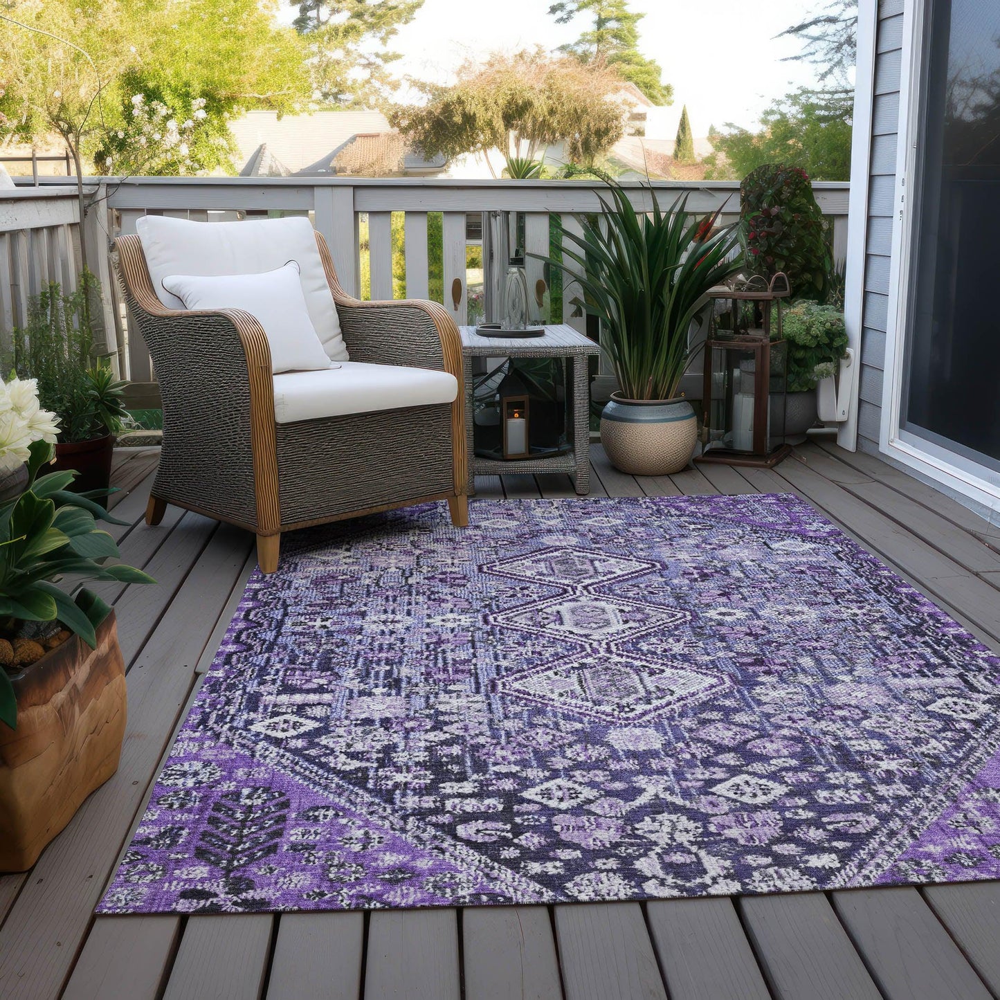 Saelain Purple Washable Indoor-Outdoor Rug