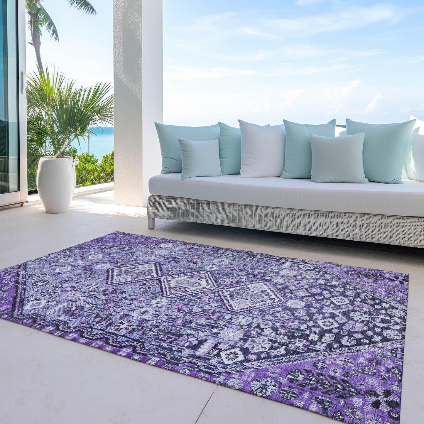 Saelain Purple Washable Indoor-Outdoor Rug