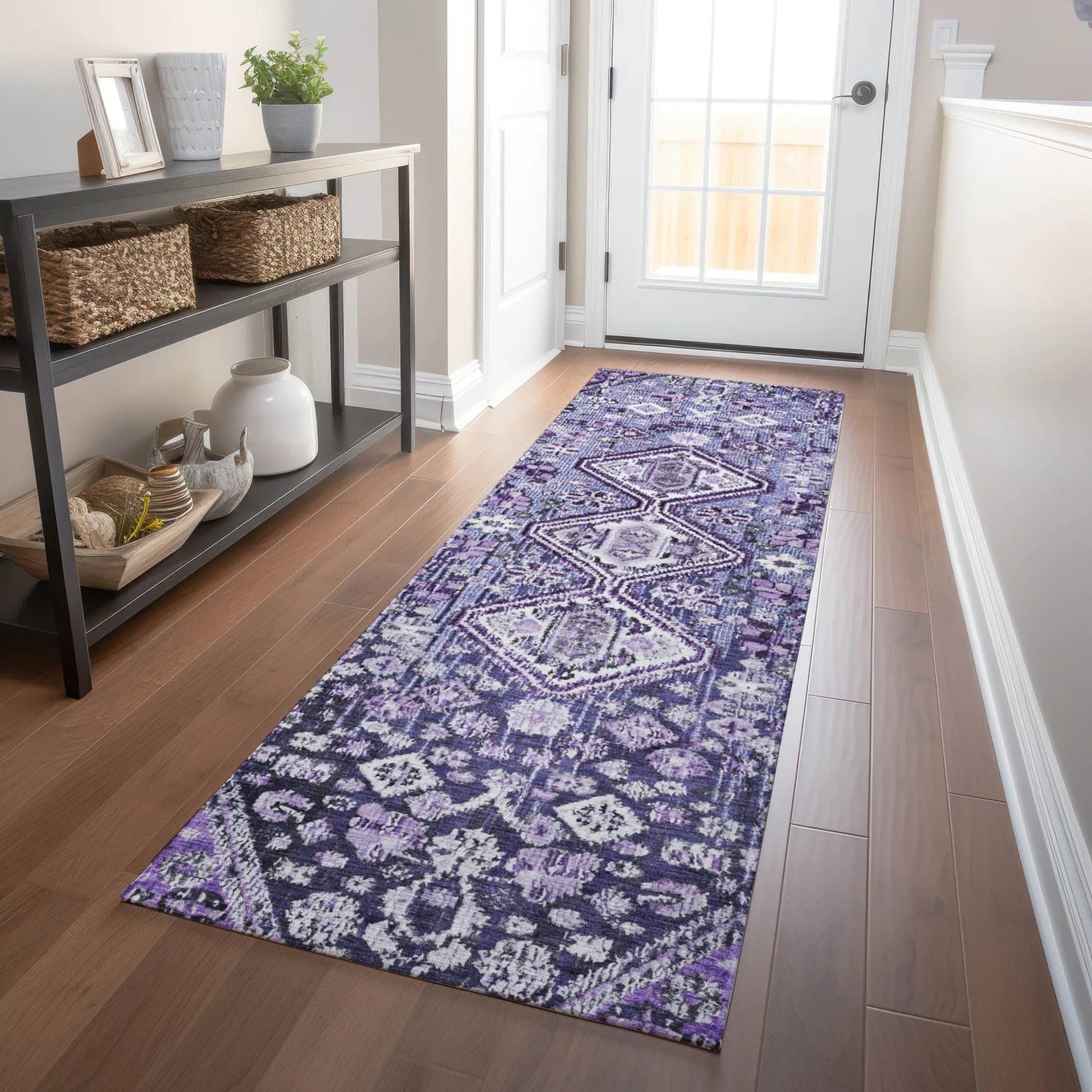 Saelain Purple Washable Indoor-Outdoor Rug