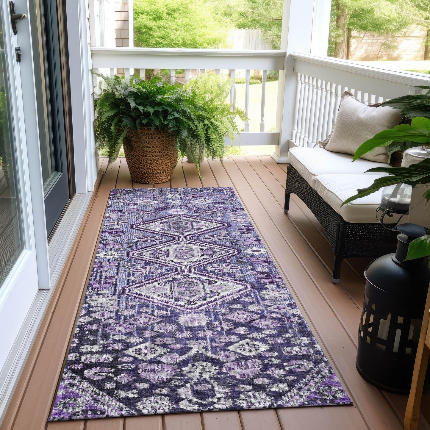 Saelain Purple Washable Indoor-Outdoor Rug