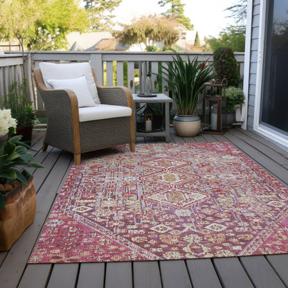 Saelain Red Washable Indoor-Outdoor Rug