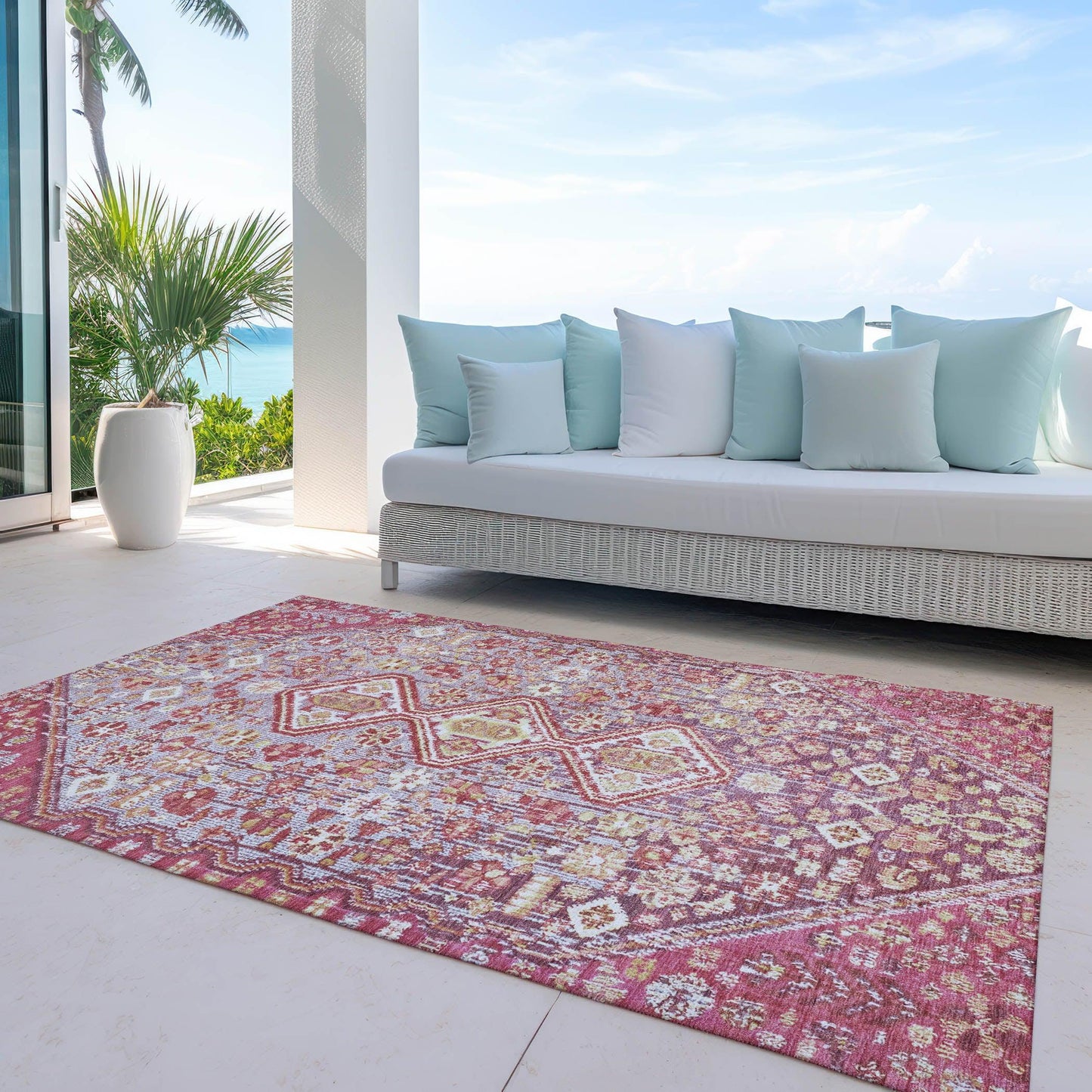Saelain Red Washable Indoor-Outdoor Rug