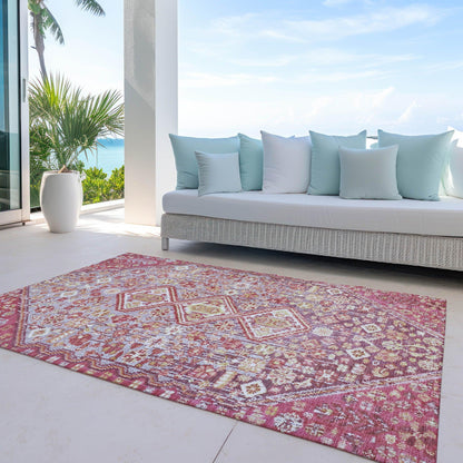 Saelain Red Washable Indoor-Outdoor Rug