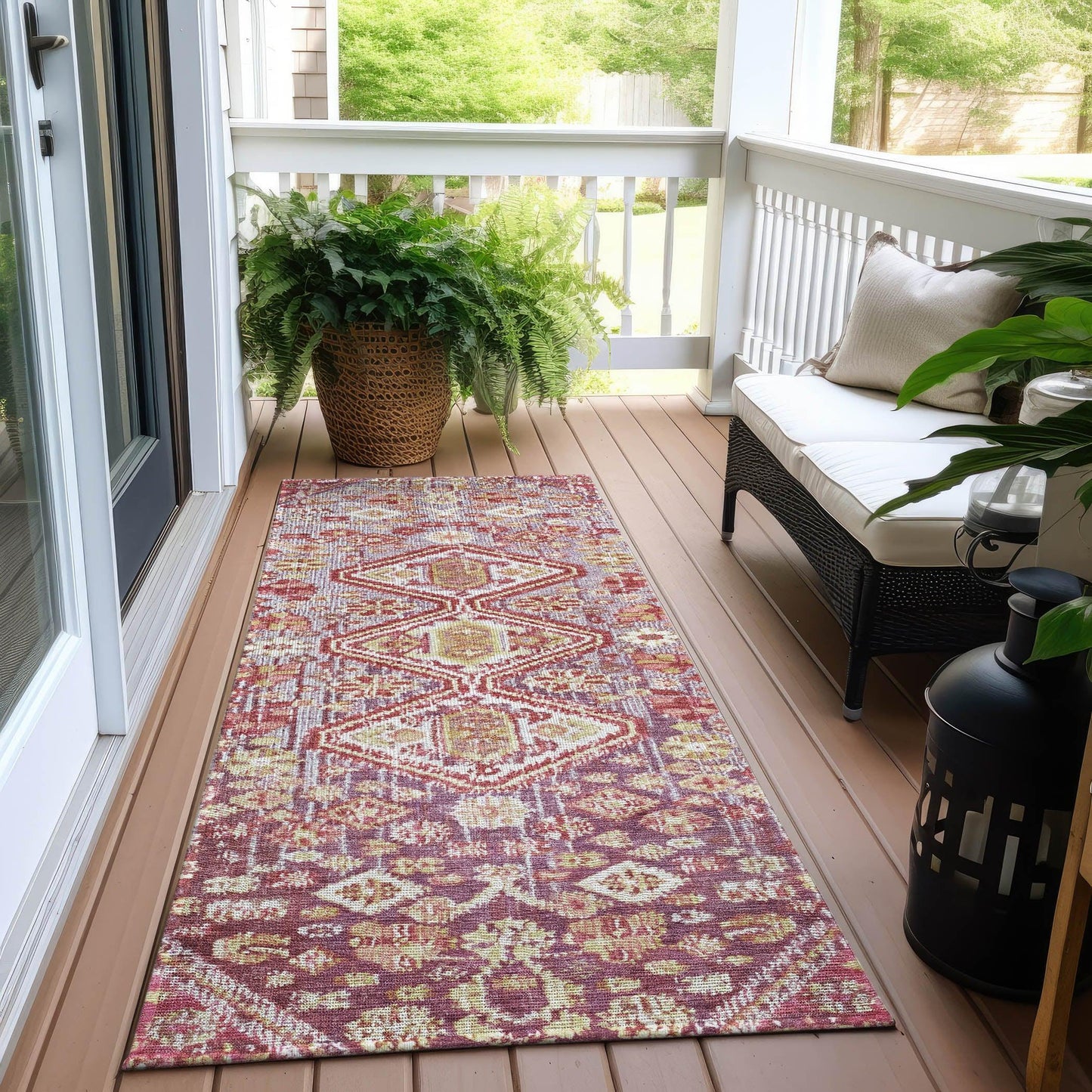 Saelain Red Washable Indoor-Outdoor Rug