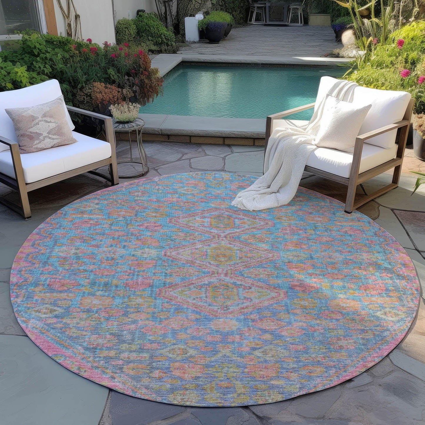 Saelain Sky Washable Indoor-Outdoor Rug