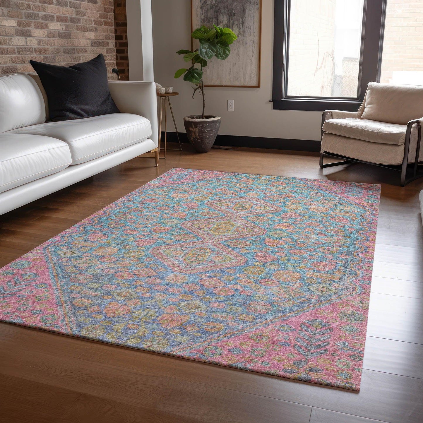 Saelain Sky Washable Indoor-Outdoor Rug