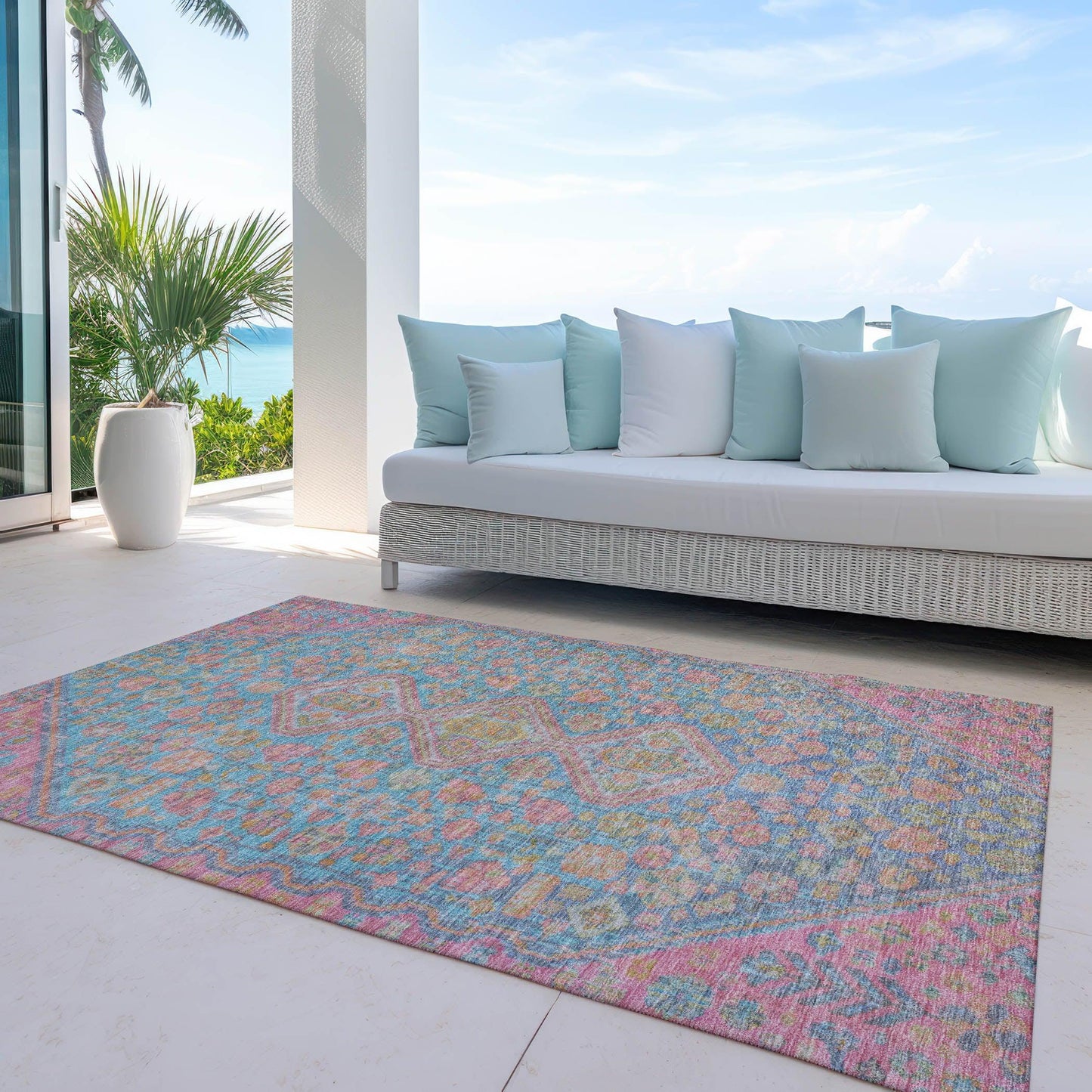 Saelain Sky Washable Indoor-Outdoor Rug