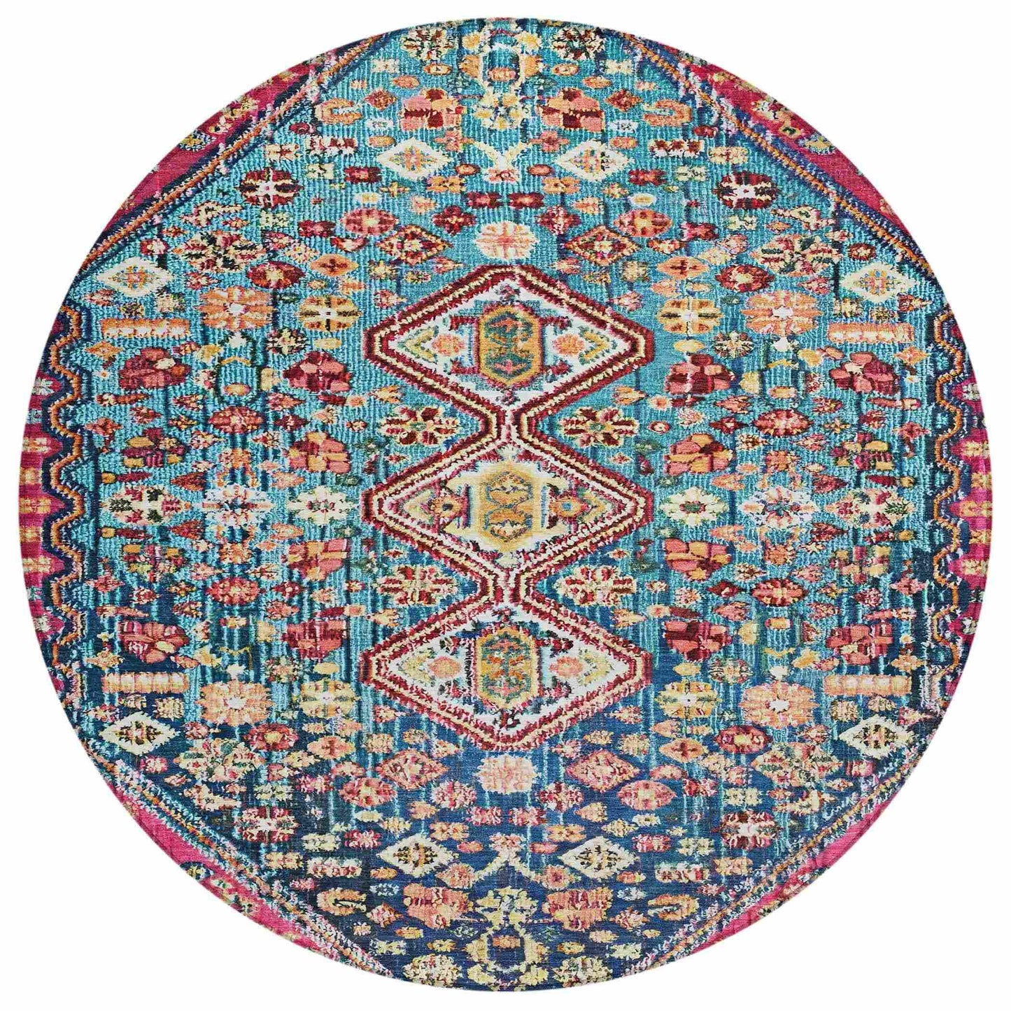 Saelain Teal Washable Indoor-Outdoor Rug