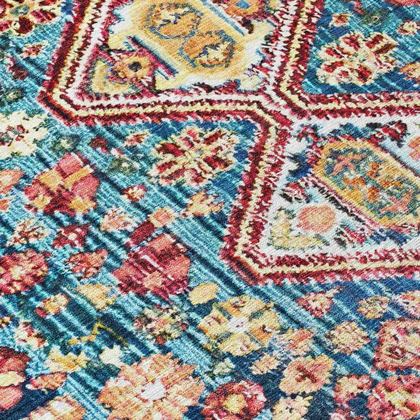 Saelain Teal Washable Indoor-Outdoor Rug