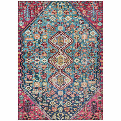 Saelain Teal Washable Indoor-Outdoor Rug