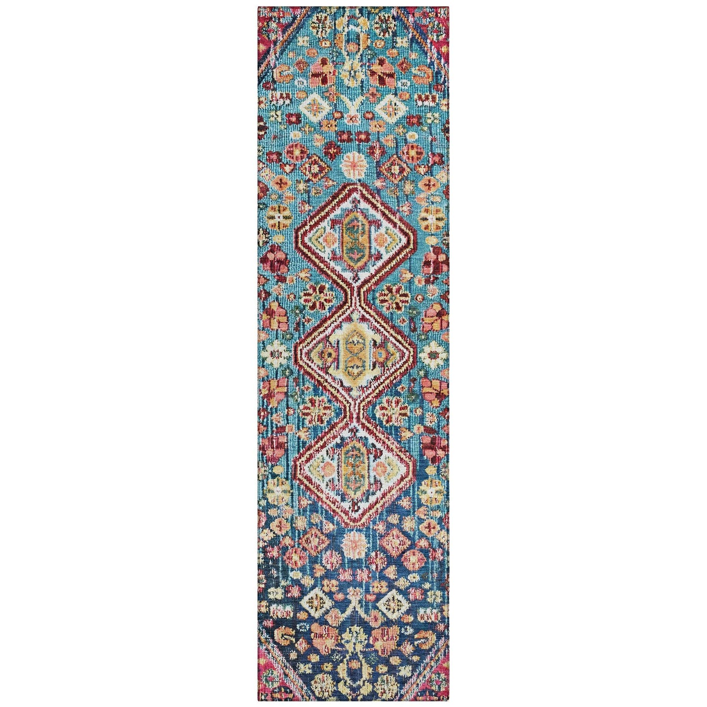 Saelain Teal Washable Indoor-Outdoor Rug