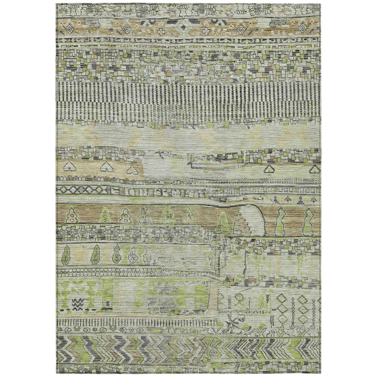Saelanor Beige Washable Indoor-Outdoor Rug