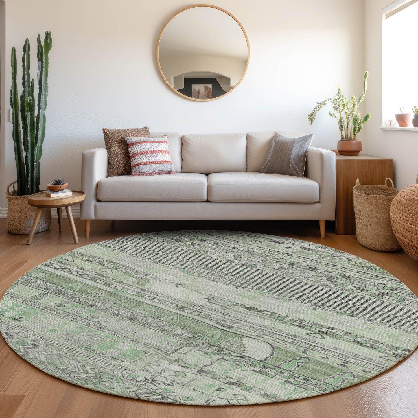 Saelanor Green Washable Indoor-Outdoor Rug