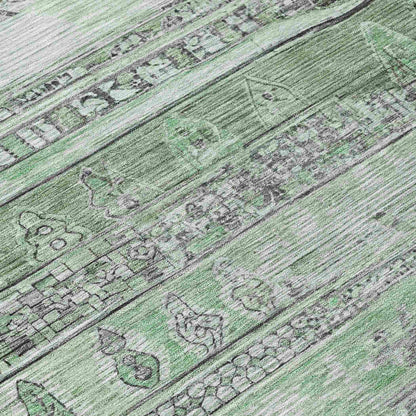 Saelanor Green Washable Indoor-Outdoor Rug