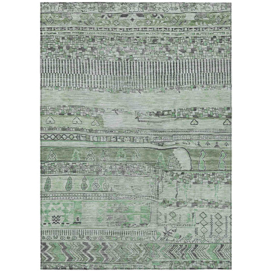 Saelanor Green Washable Indoor-Outdoor Rug