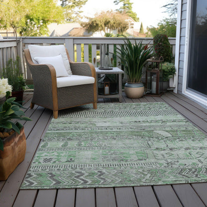Saelanor Green Washable Indoor-Outdoor Rug