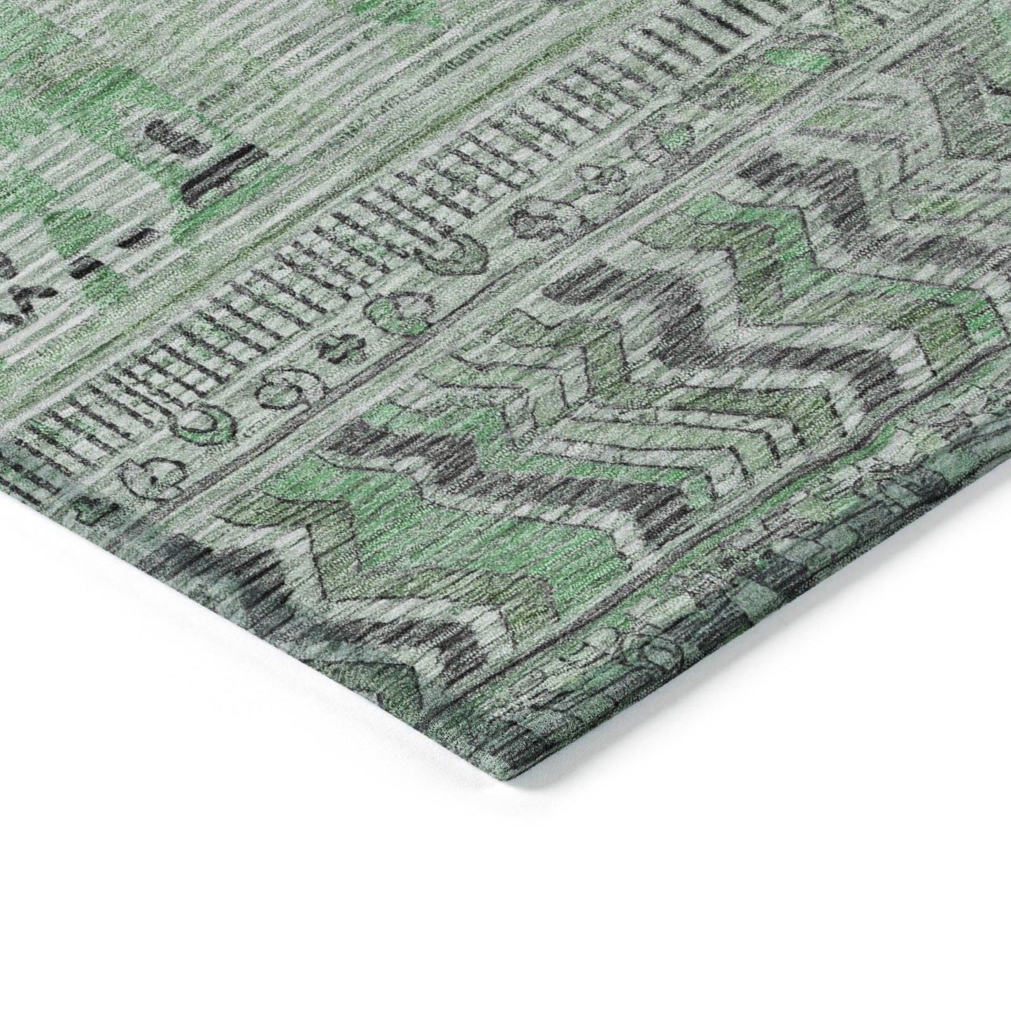 Saelanor Green Washable Indoor-Outdoor Rug