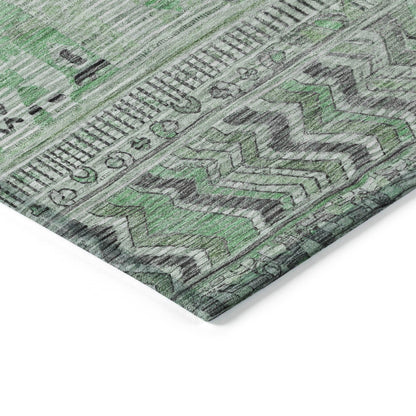 Saelanor Green Washable Indoor-Outdoor Rug