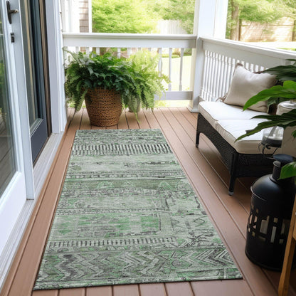 Saelanor Green Washable Indoor-Outdoor Rug