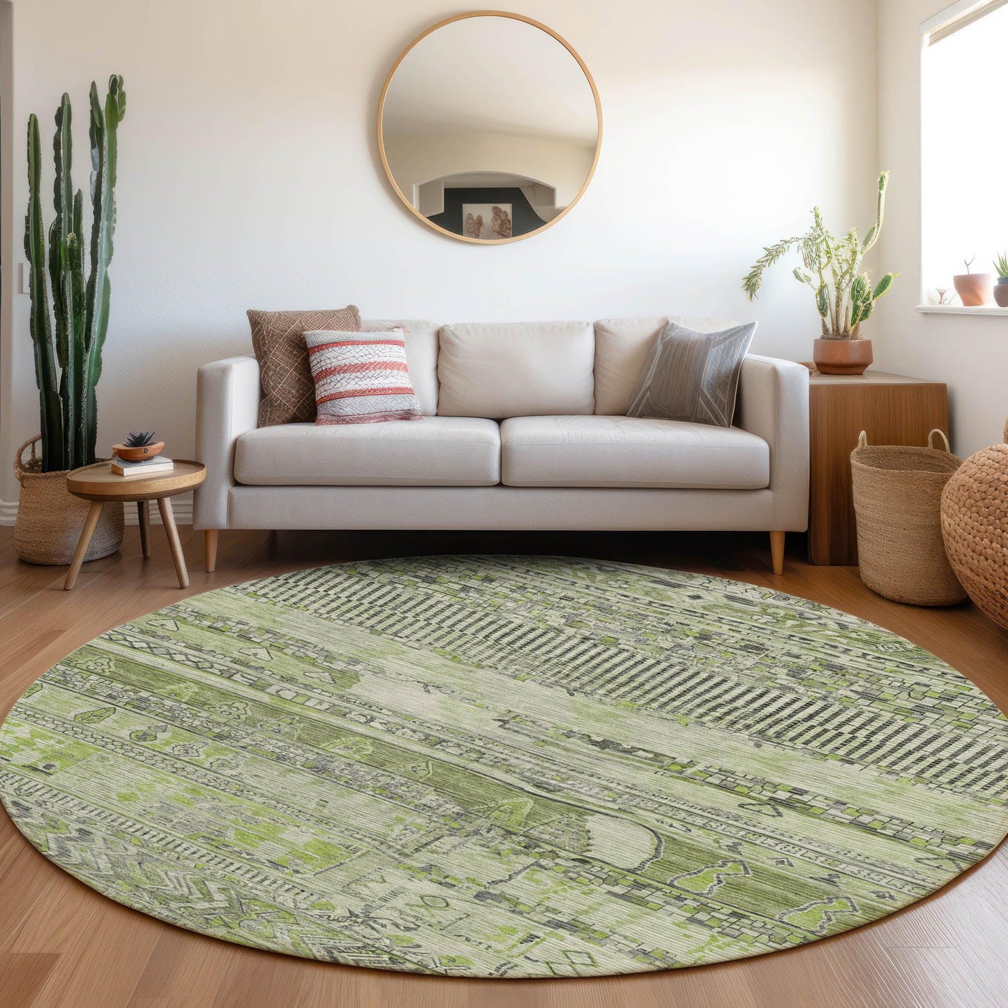 Saelanor Olive Washable Indoor-Outdoor Rug