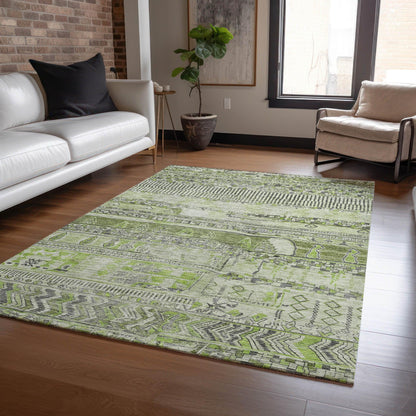Saelanor Olive Washable Indoor-Outdoor Rug