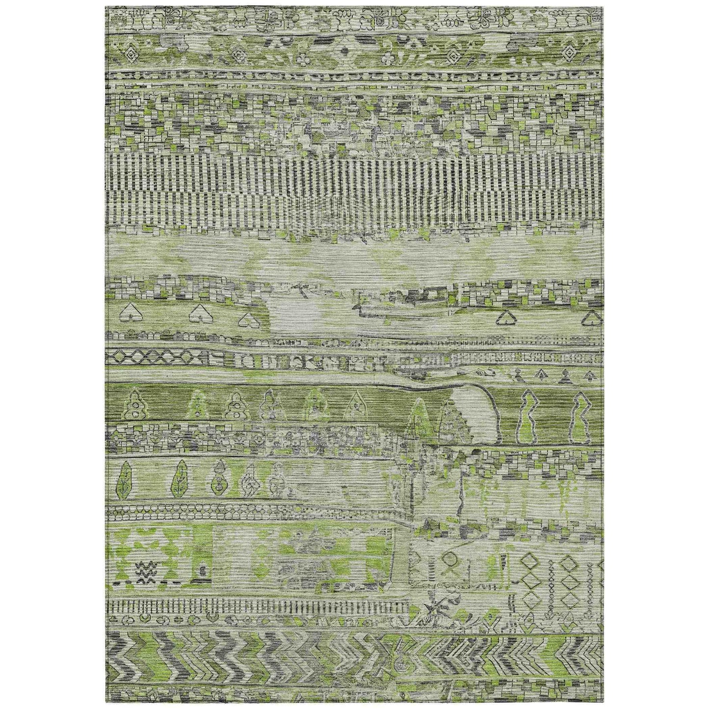 Saelanor Olive Washable Indoor-Outdoor Rug