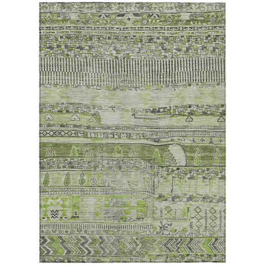 Saelanor Olive Washable Indoor-Outdoor Rug
