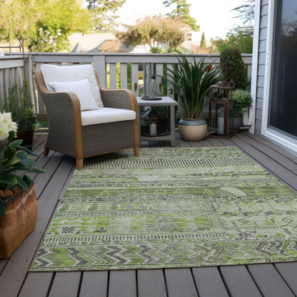 Saelanor Olive Washable Indoor-Outdoor Rug