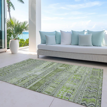 Saelanor Olive Washable Indoor-Outdoor Rug