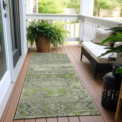 Saelanor Olive Washable Indoor-Outdoor Rug
