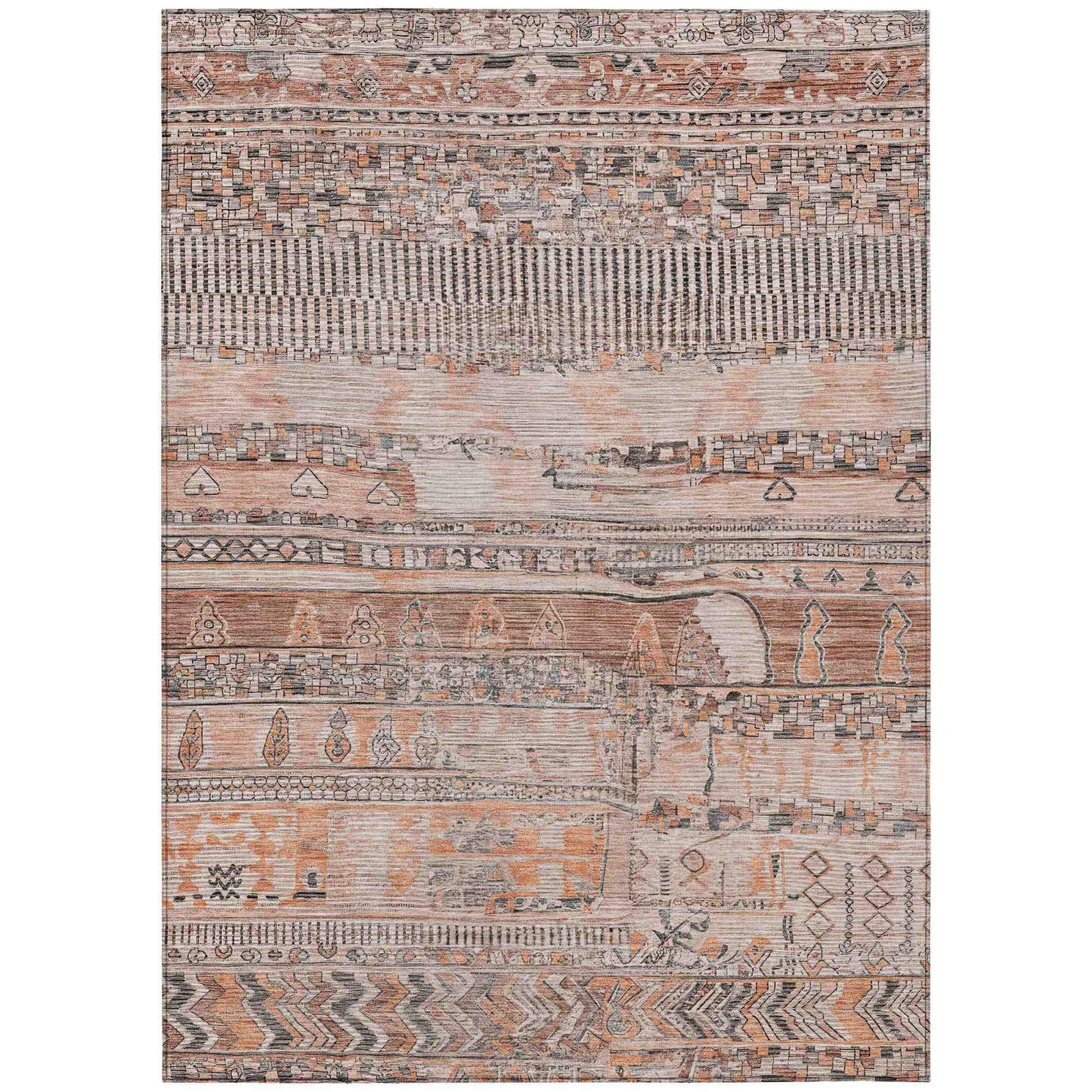 Saelanor Orange Washable Indoor-Outdoor Rug