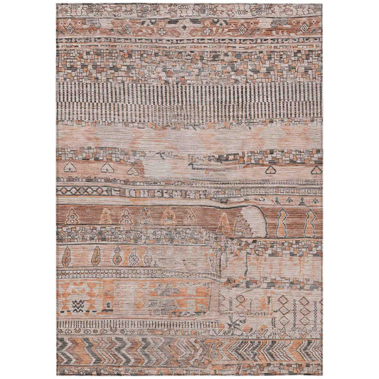 Saelanor Orange Washable Indoor-Outdoor Rug