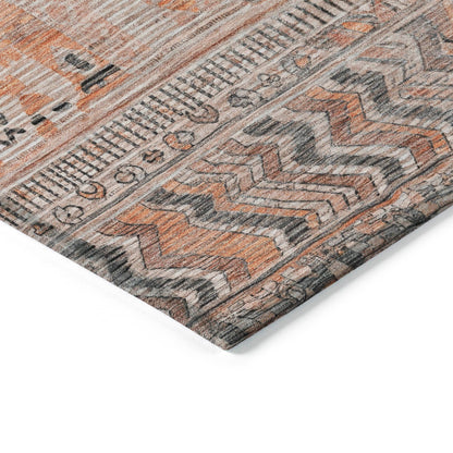 Saelanor Orange Washable Indoor-Outdoor Rug