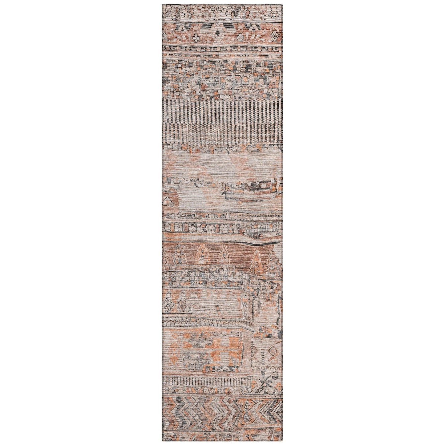 Saelanor Orange Washable Indoor-Outdoor Rug