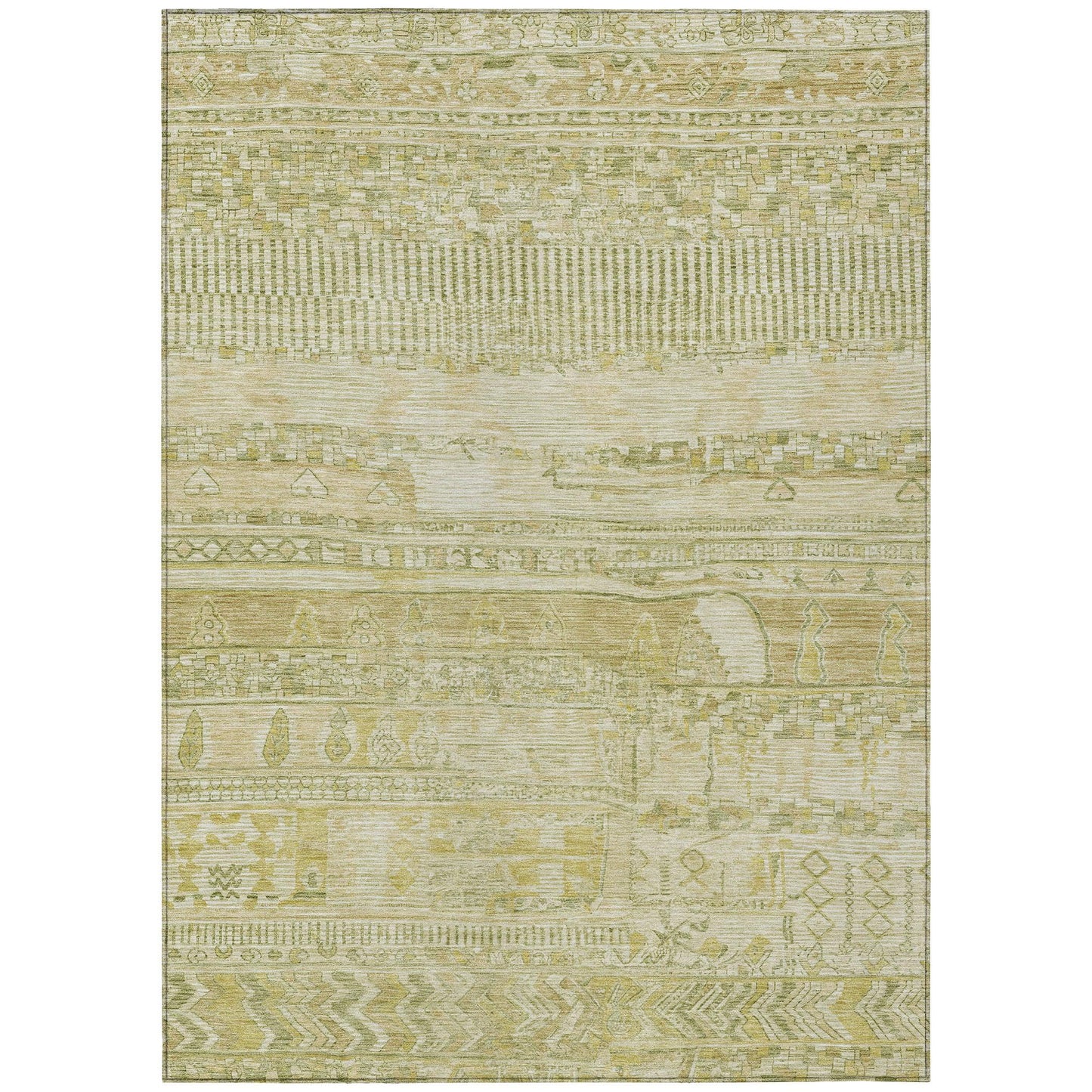 Saelanor Tan Washable Indoor-Outdoor Rug