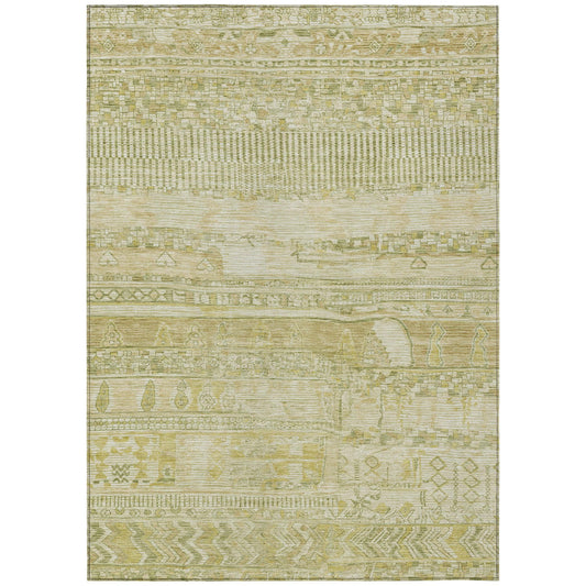 Saelanor Tan Washable Indoor-Outdoor Rug