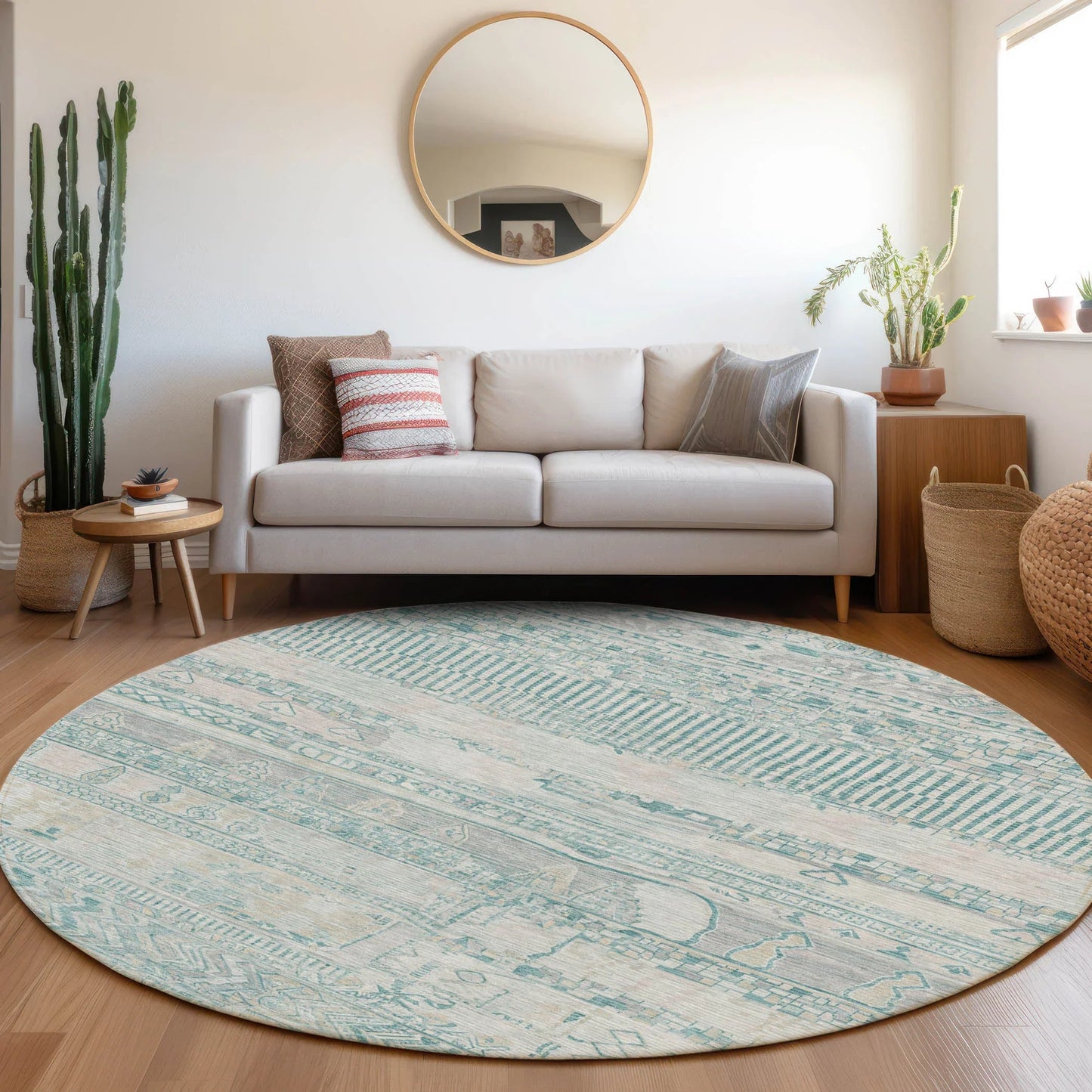 Saelanor Teal Washable Indoor-Outdoor Rug