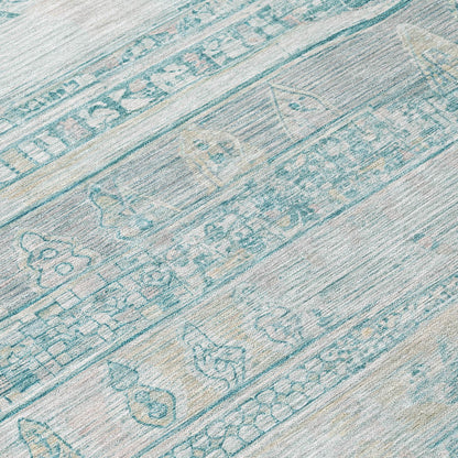 Saelanor Teal Washable Indoor-Outdoor Rug