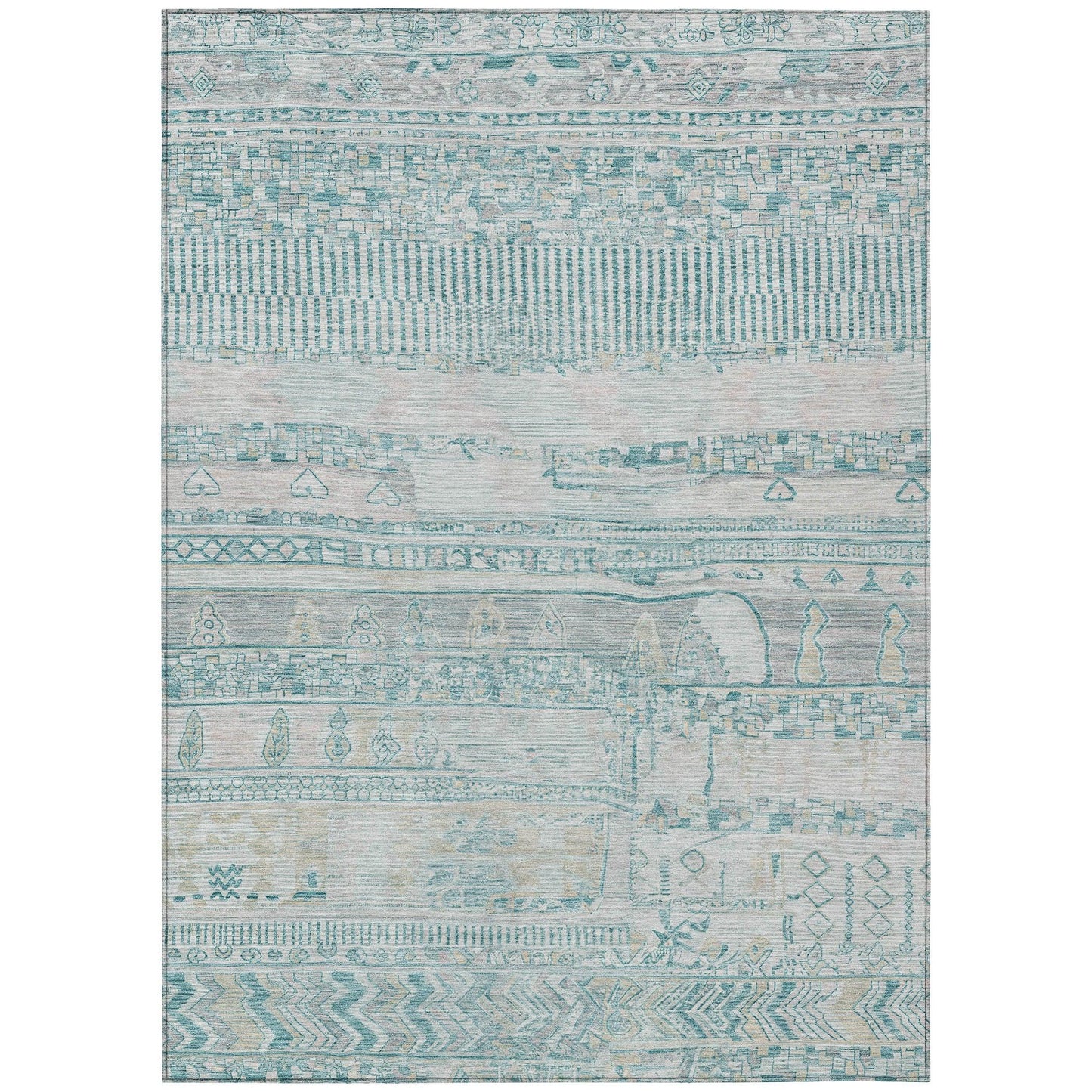 Saelanor Teal Washable Indoor-Outdoor Rug